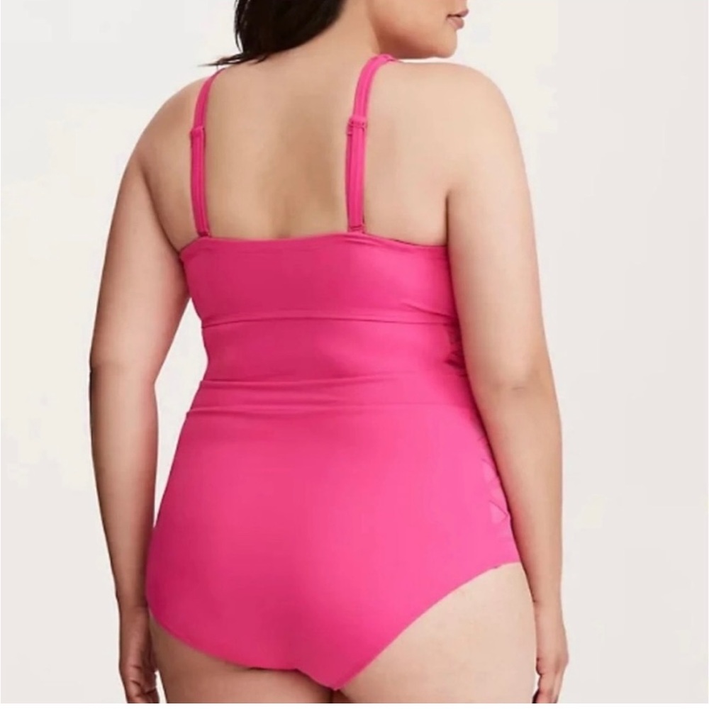 Torrid Pink Lattice One Piece Swimsuit - Picture 3 of 9